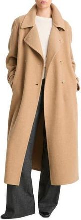 Vince Double Breasted Wool Blend Belted Coat in Camel at Nordstrom Rack, Size Small