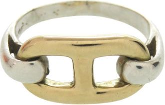 Herm&egrave;s Gold Silver Gold (18K) Silver 925 Band Ring (Pre-Owned)