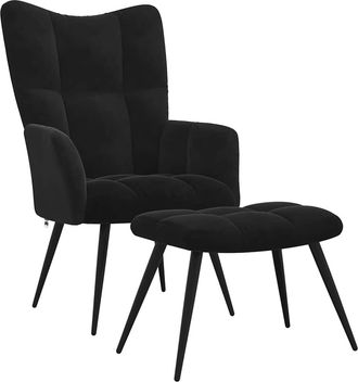 vidaXL Sill&oacute;n De Relax Con Taburete Terciopelo Negro Vidaxl