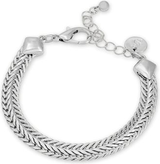 Savvy Cie Jewels RHODIUM PLATED OVER BRASS WOVEN CHAIN BRACELET