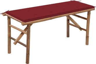 vidaXL Vidaxl - Banco De Jard&iacute;n Plegable Con Coj&iacute;n Bamb&uacute; 118 Cm