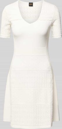 Boss Orange by Hugo Boss BOSS Orange Minikleid mit V-Ausschnitt Modell Fuart in Offwhite, Gr&ouml;&szlig;e M