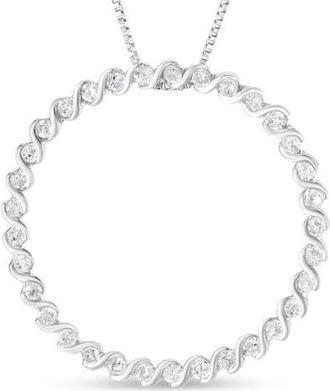 House of Brilliance Silver 3/4 Cttw Round Diamond Spiral Curved Circle Pendant 18 Necklace in White at Nordstrom