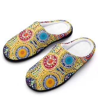Generic Paisley Mandala Indian Print Womens Slippers Warm House Slippers Indoor House Shoes with Anti-Skid Rubber Sole