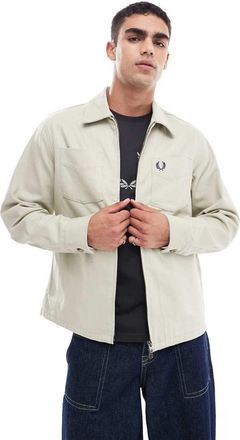 Fred Perry Camicia giacca a maniche lunghe in twill beige con zip-Neutro