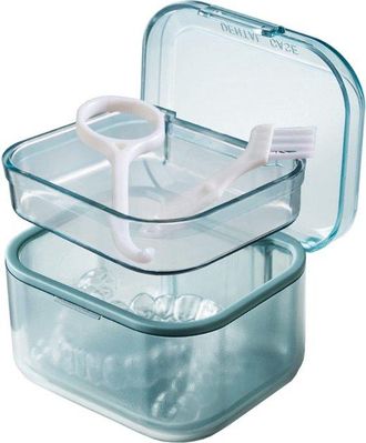 OEM Caja De Almacenamiento Para Retenedores Con Cesta Coladora, Bandeja Para Pr&oacute;tesis Dentales Y Soporte Para Protectores Bucales, Azul