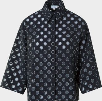 Akris Boxy Organza Polka Dot Blouse