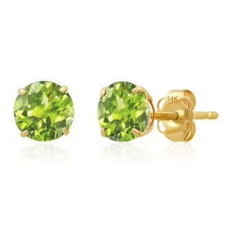 MAX + STONE 14k Yellow Gold 6MM Round Stud Gemstone Earrings