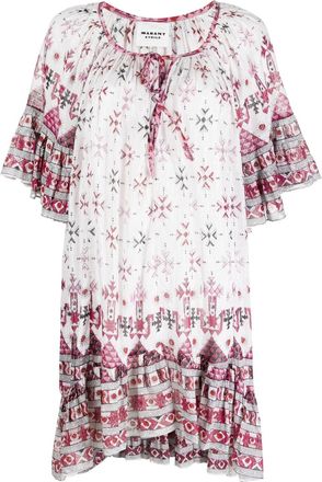 Isabel Marant Loane mini dress - women - Cotton/Cotton/Metallized Polyester - 36 - White