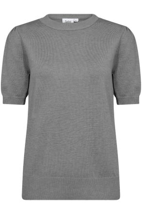 Saint Tropez Kurzarmpullover SAINT TROPEZ MilaSZ SS, Damen, Gr. L, grau (mist grau melange), Strick, Obermaterial: 80% Viskose, 20% Polyacryl, meliert, normal norm