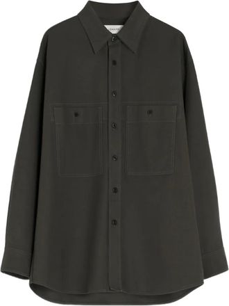 Christophe Lemaire Giacca-camicia con tasca applicata - Marrone