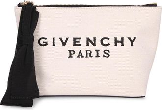 Givenchy Tassen, Dames, Beige, ONE Size, Canvas Pouch met Contrast