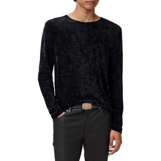 John Varvatos Sandro Long Sleeve Velvet Top in Black at Nordstrom, Size Medium