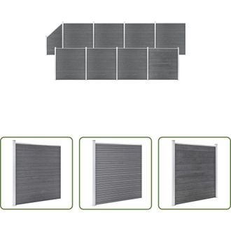 vidaXL Pannelli per giardino - Pannelli Recinzione WPC 8 Quadrati 1 Inclinato 1484x186cm Grigi