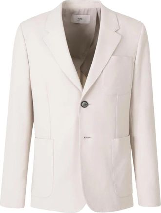 Ami Beige Knoop Jas met Zakken - Heren - Blazers - Grijs - S - Jassen
