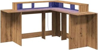 vidaXL Vidaxl - Escritorio con luz led madera ingeniería artisian 152x152x91 cm