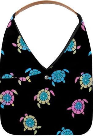 Generic Tie Dye Turtle Pattern Reusable Lightweight Grocery Bags - Foldable Into Compact Pouch, Washable & Sturdy, Multipurpose for Shopping and Travel