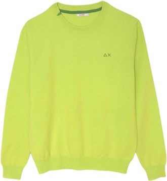 Sun 68 Ronde Effen Trui - Heren - Ronde hals truien - Groen - 2XL - Katoen - Truien & Vesten