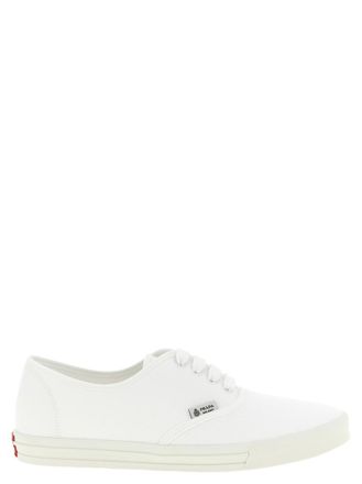 Prada White Solid Cotton Sneakers