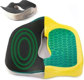 OEM Coj&iacute;n De Verano De Gel Refrescante, Tejido De Rejilla Negro + Gris Oscuro, 45 X 38 X 11 / 2,5 Cm