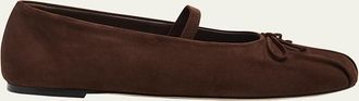 Stuart Weitzman Prima Suede Mary Jane Ballerina Flats