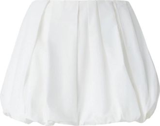 Pinko Geplooide Poplin Mini Ballonrok - Dames - Korte rokken - Wit - L - Katoen - Rokken