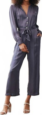 Bella Dahl Gathered Button Front Jumpsuit In Dark Lake