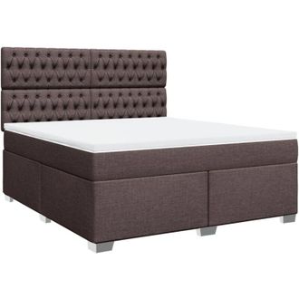vidaXL Vidaxl - Cama Box Spring Con Colch&oacute;n Tela Marr&oacute;n Oscuro 180x200 Cm