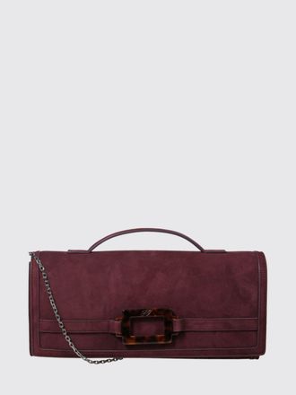 Roger Vivier Belle Vivier Suede Clutch with Iconic Buckle and Chain Strap