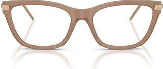 Emporio Armani 54mm Cat Eye Optical Glasses in Shiny Opal Tundra /Demo Lens at Nordstrom