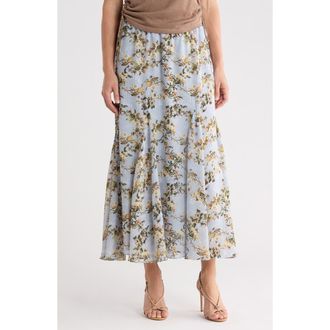 Max Studio Floral Georgette Godet Maxi Skirt in Blue Daisy Flutter at Nordstrom Rack, Size X-Small