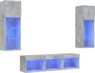 vidaXL Vidaxl - 5 Piece tv Wall Units with led Concrete Grey Engineered Wood