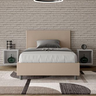 Itamoby Itamoby - Letto una piazza e mezza con rete imbottito 120x190 similpelle tortora Adele