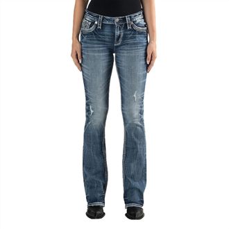 Rock Revival Stephano Faux Flap Boot Cut Distressed Jean - 34 Inseam In Vintage Blue