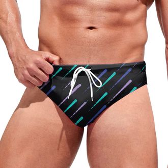Generic Mens Swimming Trunks Short Swimming Briefs Tight Sexy Swimming Trunks Boys Colourful Swimming Shorts Drawstring Mens Shading Swim Briefs Summer Letter