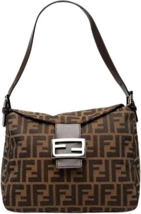 Fendi Pre-owned Zucca Schoudertas - Dames - Vintage Schoudertas - Bruin - ONE Size - Leer - Vintage