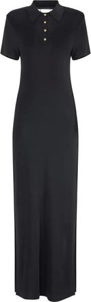 Elisabetta Franchi Gebreide poloshirt maxi-jurk met uitgesneden details - Zwart