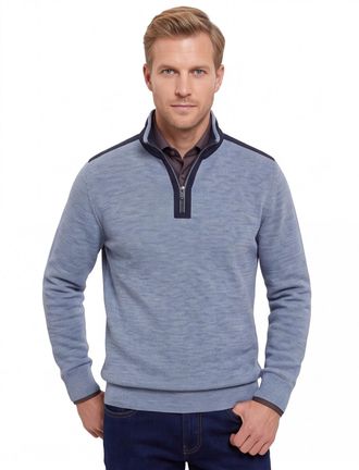 Casamoda Casa Moda blauw half-zip trui 100% katoen