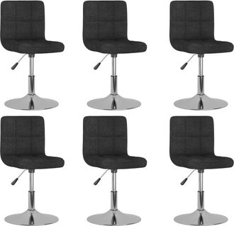 vidaXL Vidaxl - Sillas De Comedor Giratorias 6 Unidades Tela Negro