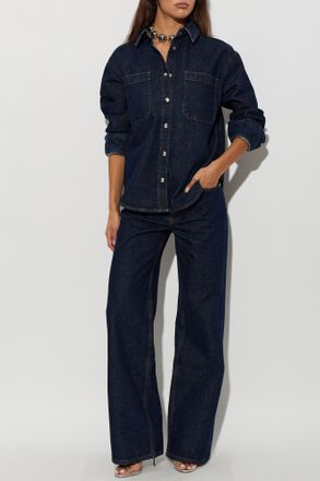 Anine Bing Samy Denim Shirt, Womens, Navy Blue