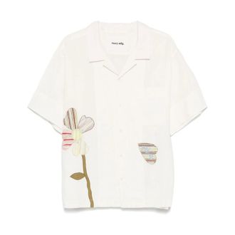 Story mfg. Story mfg., Overhemden, Heren, Beige, M, Katoen, Greetings Shirt SS