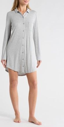 Nordstrom Rack Tranquility Button Front Nightshirt in Grey Heather at Nordstrom Rack, Size X-Small