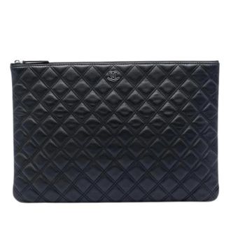 Chanel Pre-owned Quilted Clutch - Dames - Pre-owned - Zwart - Maat: ONE Size Leer