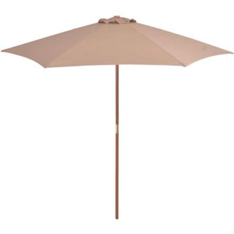 vidaXL Sombrilla De Jard&iacute;n Con Palo De Madera Gris Taupe 270 Cm Vidaxl