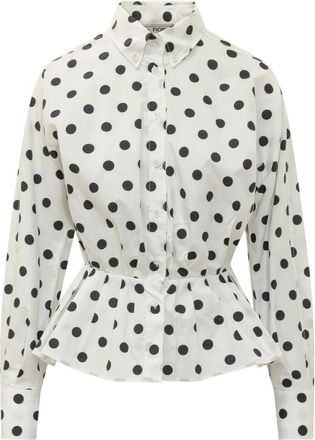 Fiorucci Polka Dot Crepe de Chine Shirt - Dames - Overhemden - Wit - 2XS - Leer - Overhemden