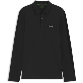 HUGO BOSS Mens Boss Hbg Plisy Long Sleeve Polo in Black 009