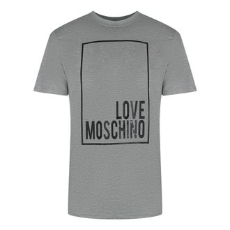 Love Moschino Heren Box Logo T-shirt (Grijs)