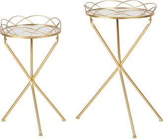 Adda Home Set de 2 mesas dorado de madera 44 42x39 39x74 63cm