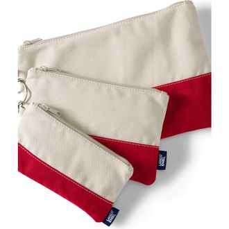 Lands End Zip Canvas Pouch 3 Pack in Natural/heritage Red at Nordstrom