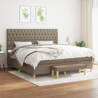 vidaXL Vidaxl - Cama Box Spring Con Colch&oacute;n Tela Gris Taupe 200x200 Cm
